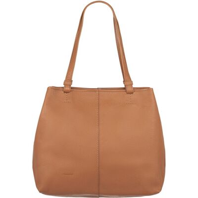 Bellugio Pojemna skórzana torebka damska worek shopper jasnobrązowa Bellugio Pojemna skórzana torebka damska worek shopper jasnobrązowa