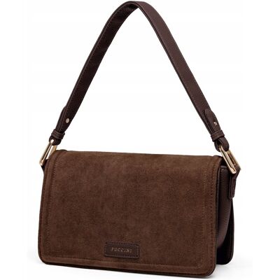 Puccini Torebka Damska Crossbody Zamsz Ekologiczny Brązowa Bk2251026m-2 Puccini Torebka Damska Crossbody Zamsz Ekologiczny Brązowa Bk2251026m-2