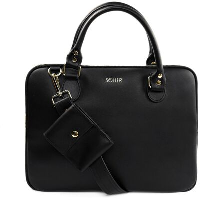 Solier Skórzana Torba Na Laptopa 13,3'' Fl26 Alcamo Czarna Solier Skórzana Torba Na Laptopa 13,3'' Fl26 Alcamo Czarna