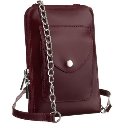 Inny producent Skórzana torebka damska saszetka na suwak modna listonoszka crossbody z łańcuchem, bordowy Inny producent Skórzana torebka damska saszetka na suwak modna listonoszka crossbody z łańcuchem, bordowy
