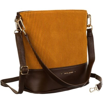 Stylowa Torebka Damska Na Ramię Skóra Ekologiczna I Sztruks Torebka Crossbody David Jones, Brązowy I Musztardowy Stylowa Torebka Damska Na Ramię Skóra Ekologiczna I Sztruks Torebka Crossbody David Jones, Brązowy I Musztardowy