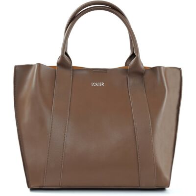 Torba Shopper Damska Skórzana Brązowy + Kosmetyczka Solier Torba Shopper Damska Skórzana Brązowy + Kosmetyczka Solier