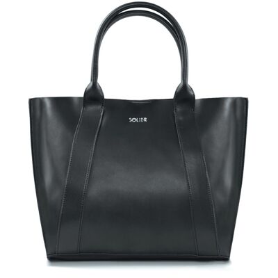Solier Torba Shopper Damska Skórzana Czarna Solier Torba Shopper Damska Skórzana Czarna
