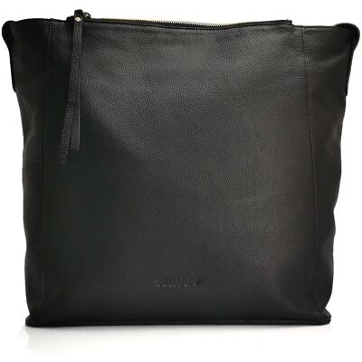 Bellugio Torba shopper tote bag ze skóry naturalnej czarna Bellugio Torba shopper tote bag ze skóry naturalnej czarna