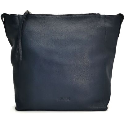 Bellugio Torba shopper tote bag ze skóry naturalnej granatowa Bellugio Torba shopper tote bag ze skóry naturalnej granatowa