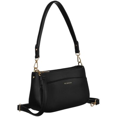 Torebka damska na ramię modna listonoszka crossbody z uchwytem skóra ekologiczna Peterson, czarny Torebka damska na ramię modna listonoszka crossbody z uchwytem skóra ekologiczna Peterson, czarny