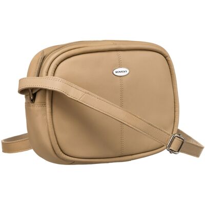 Torebka Damska Przez Ramię Crossbody Torebka Na Suwak Skóra Naturalna Rovicky, Beżowy Torebka Damska Przez Ramię Crossbody Torebka Na Suwak Skóra Naturalna Rovicky, Beżowy
