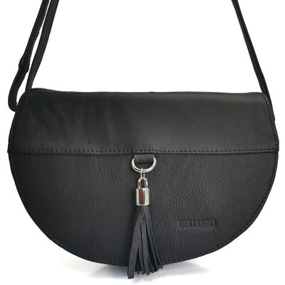 Bellugio Torebka na ramię w typie saddle bag skórzana - czarna Bellugio Torebka na ramię w typie saddle bag skórzana - czarna