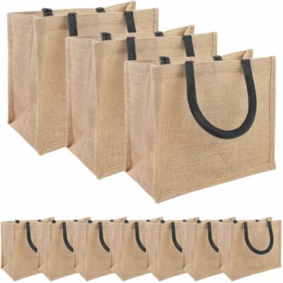Vidaxl Torebki Jutowe 10 Pcs Naturalny I Czarny 26 X 22 X 14 Cm Vidaxl Torebki Jutowe 10 Pcs Naturalny I Czarny 26 X 22 X 14 Cm
