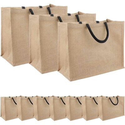 Vidaxl Torebki Jutowe 10 Pcs Naturalny I Czarny 42 X 33 X 19 Cm Vidaxl Torebki Jutowe 10 Pcs Naturalny I Czarny 42 X 33 X 19 Cm