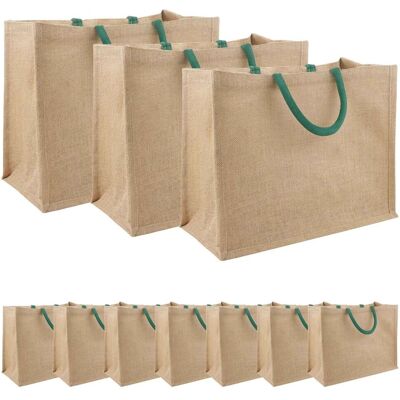 Vidaxl Torebki Jutowe 10 Pcs Naturalny I Zielony 42 X 33 X 19 Cm Vidaxl Torebki Jutowe 10 Pcs Naturalny I Zielony 42 X 33 X 19 Cm