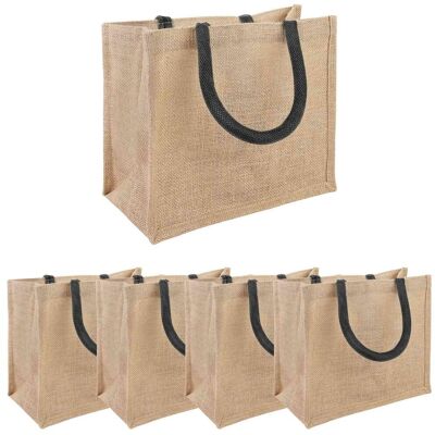Vidaxl Torebki Jutowe 5 Pcs Naturalny I Czarny 26 X 22 X 14 Cm Vidaxl Torebki Jutowe 5 Pcs Naturalny I Czarny 26 X 22 X 14 Cm