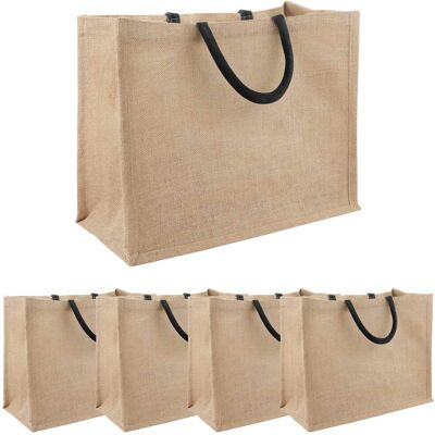 Vidaxl Torebki Jutowe 5 Pcs Naturalny I Czarny 42 X 33 X 19 Cm Vidaxl Torebki Jutowe 5 Pcs Naturalny I Czarny 42 X 33 X 19 Cm