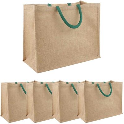 Vidaxl Torebki Jutowe 5 Pcs Naturalny I Zielony 42 X 33 X 19 Cm Vidaxl Torebki Jutowe 5 Pcs Naturalny I Zielony 42 X 33 X 19 Cm