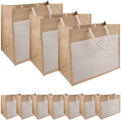 Vidaxl Torebki Jutowe Z Kieszonką 10 Pcs 42 X 33 X 19 Cm Vidaxl Torebki Jutowe Z Kieszonką 10 Pcs 42 X 33 X 19 Cm