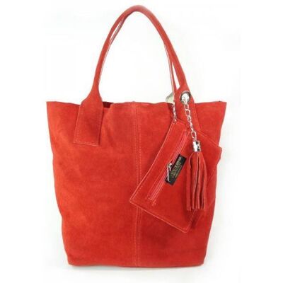 KEMER Naturalny Włoska Torba Xl A4 Shopper Bag Skórzana Czerwona W567r KEMER Naturalny Włoska Torba Xl A4 Shopper Bag Skórzana Czerwona W567r