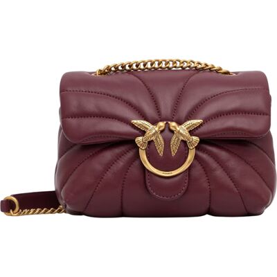 Pinko Bordowa Skórzana Kopertówka Damska Love Puff Mini Cl Pinko Bordowa Skórzana Kopertówka Damska Love Puff Mini Cl