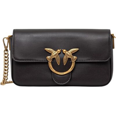 Pinko Czarna Skórzana Torebka Kopertówka Damska Love One Slouchy Mini Pinko Czarna Skórzana Torebka Kopertówka Damska Love One Slouchy Mini