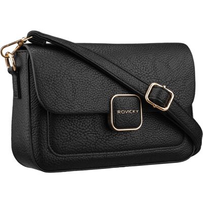Torebka Damska Rovicky Listonoszka Czarna Crossbody Mała Z Klapką Miejska Torebka Damska Rovicky Listonoszka Czarna Crossbody Mała Z Klapką Miejska