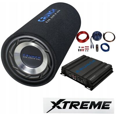 Xtreme Subwoofer tuba CRUNCH GTS200 20cm 400W + wzmacniacz GPX500.2 + KABLE Xtreme Subwoofer tuba CRUNCH GTS200 20cm 400W + wzmacniacz GPX500.2 + KABLE