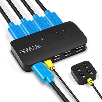 Inny producent Przełącznik Hdmi Kvm Dgodrt Do 4 Komputerów Z Usb, 4k Uhd Inny producent Przełącznik Hdmi Kvm Dgodrt Do 4 Komputerów Z Usb, 4k Uhd