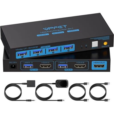 Inny producent Przełącznik KVM 8K60Hz HDMI CMSTEDCD - 2 PC do 1 Monitora, USB 3.0 Inny producent Przełącznik KVM 8K60Hz HDMI CMSTEDCD - 2 PC do 1 Monitora, USB 3.0