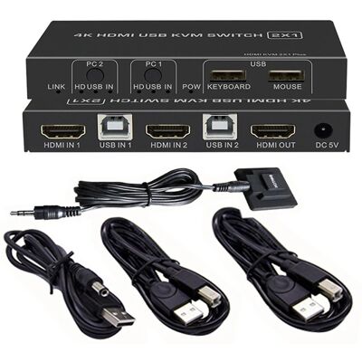 Inny producent Przełącznik KVM Biaze KVM08 HDMI 2.0 2 porty 4K 60Hz HDCP USB hot-swap Inny producent Przełącznik KVM Biaze KVM08 HDMI 2.0 2 porty 4K 60Hz HDCP USB hot-swap