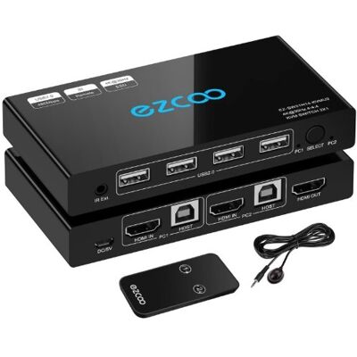 Inny producent Przełącznik KVM HDMI 2-portowy – sterowanie 2 komputerami na jednym ekranie Inny producent Przełącznik KVM HDMI 2-portowy – sterowanie 2 komputerami na jednym ekranie