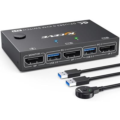 Inny producent Youtinghdav Przełącznik Kvm Usb 3.0 Displayport 2 Pc 1 Monitor 4k 144 Hz Inny producent Youtinghdav Przełącznik Kvm Usb 3.0 Displayport 2 Pc 1 Monitor 4k 144 Hz