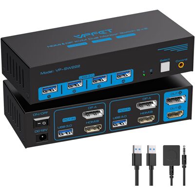 Inny producent Kvm 8k60hz Displayport Hdmi Switch 2 Pc 2 Monitory 4k120hz Usb 3.0 Kvm Inny producent Kvm 8k60hz Displayport Hdmi Switch 2 Pc 2 Monitory 4k120hz Usb 3.0 Kvm
