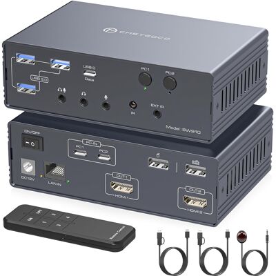 Inny producent KVM Switch 2 PC 2 monitory stacja dokująca USB-C HDMI 4K120Hz Inny producent KVM Switch 2 PC 2 monitory stacja dokująca USB-C HDMI 4K120Hz