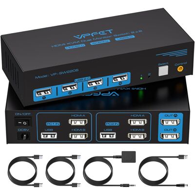 Inny producent Przełącznik KVM 4K60Hz CMSTEDCD do 2 PC i 2 Monitorów z USB 2.0 Inny producent Przełącznik KVM 4K60Hz CMSTEDCD do 2 PC i 2 Monitorów z USB 2.0