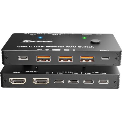 Inny producent Przełącznik KVM USB-C 4K@60Hz ESKEVE do 2 laptopów i 2 monitorów 100W PD Inny producent Przełącznik KVM USB-C 4K@60Hz ESKEVE do 2 laptopów i 2 monitorów 100W PD