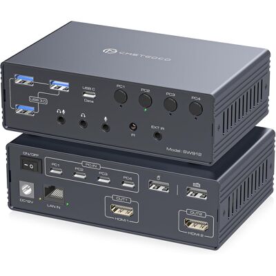 Inny producent Przełącznik Kvm Usb-C Thunderbolt 4k 120hz 4 Pc 2 Monitory Inny producent Przełącznik Kvm Usb-C Thunderbolt 4k 120hz 4 Pc 2 Monitory