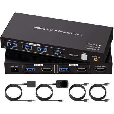 Inny producent Przełącznik Usb 3.0 Kvm Hdmi 2 Pc 1 Monitory 4k60hz Kvm Przełączniki Do 2 Inny producent Przełącznik Usb 3.0 Kvm Hdmi 2 Pc 1 Monitory 4k60hz Kvm Przełączniki Do 2
