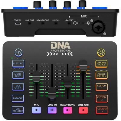 DNA Interfejs Audio Usb-C Analogowy Mikser 2 Kanały Phantom Rgb Pogłos Efekty DNA Interfejs Audio Usb-C Analogowy Mikser 2 Kanały Phantom Rgb Pogłos Efekty