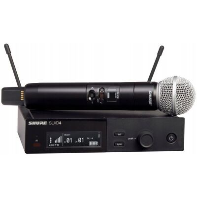 Bezprzewodowy system mikrofonu Shure SLXD24E/SM58 G59 - Mikrofon, Niezawodna wydajność RF Bezprzewodowy system mikrofonu Shure SLXD24E/SM58 G59 - Mikrofon, Niezawodna wydajność RF