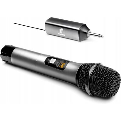 TONOR Mikrofon Bezprzewodowy UHF System Karaoke PA 60m Srebrny TONOR Mikrofon Bezprzewodowy UHF System Karaoke PA 60m Srebrny