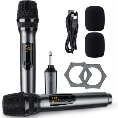 Inny producent Zestaw metalowych mikrofonów bezprzewodowych do karaoke LEKATO K380S Inny producent Zestaw metalowych mikrofonów bezprzewodowych do karaoke LEKATO K380S
