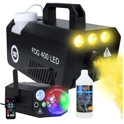 LIGHT4ME Zestaw wytwornica dymu 400W LED płyn do dymu 1l efekt oświetleniowy 4w1 RGBW+RGB+laser LIGHT4ME Zestaw wytwornica dymu 400W LED płyn do dymu 1l efekt oświetleniowy 4w1 RGBW+RGB+laser