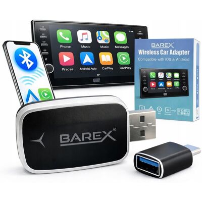 Adapter CarPlay Android Auto Wireless USB+USB-C zestaw bezprzewodowy BAREX Adapter CarPlay Android Auto Wireless USB+USB-C zestaw bezprzewodowy BAREX