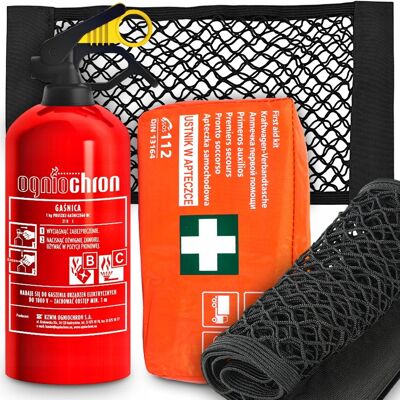 AGMI Gaśnica 1kg Ogniochron Apteczka DIN 13164 Siatka Do Bagażnika Organizer AGMI Gaśnica 1kg Ogniochron Apteczka DIN 13164 Siatka Do Bagażnika Organizer