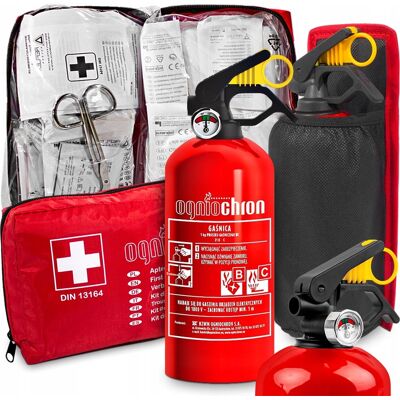 AGMI Gaśnica Ogniochron 1KG Z Manometrem + Apteczka + Uchwyt Do Bagażnika Rzep AGMI Gaśnica Ogniochron 1KG Z Manometrem + Apteczka + Uchwyt Do Bagażnika Rzep
