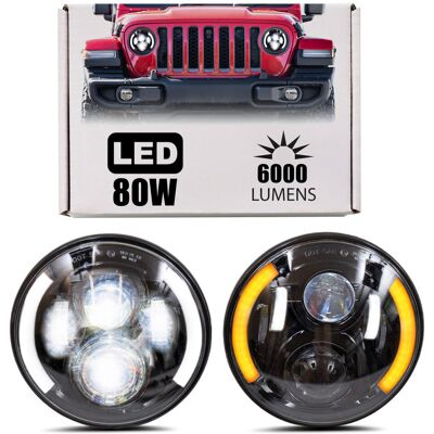 Venus LTD JEEP WRANGLER JL 2018+ LAMPY LEDOWE PRZEDNIE 7'' MODEL CALIFORNIA 80W 6000 LUMENÓW Venus LTD JEEP WRANGLER JL 2018+ LAMPY LEDOWE PRZEDNIE 7'' MODEL CALIFORNIA 80W 6000 LUMENÓW