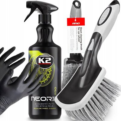 AGMI K2 Neorim 1l Płyn do Mycia Czyszczenia Felg Szczotka do Felg Rękawiczki AGMI K2 Neorim 1l Płyn do Mycia Czyszczenia Felg Szczotka do Felg Rękawiczki