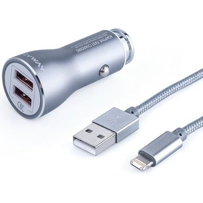 Ładowarka samochodowa MYWAY 12/24V, szybkie ładowanie Quick Charge 3.0, Auto-ID, 2x USB max. 4.2A + kabel z zespoloną wtyczką microUSB / Lightning Ładowarka samochodowa MYWAY 12/24V, szybkie ładowanie Quick Charge 3.0, Auto-ID, 2x USB max. 4.2A + kabel z zespoloną wtyczką microUSB / Lightning