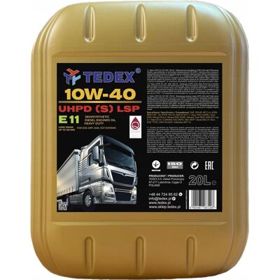 Inny producent Olej silnikowy Tedex Diesel Truck UHPD (S) LSP SAE: CI-4 10W-40 20L Inny producent Olej silnikowy Tedex Diesel Truck UHPD (S) LSP SAE: CI-4 10W-40 20L