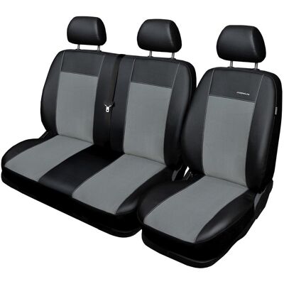 Pokrowce szyte na miarę do Volkswagen T6 Transporter (2015-2019) - Auto-Dekor - Premium - szary - na trzy rzędy siedzeń Pokrowce szyte na miarę do Volkswagen T6 Transporter (2015-2019) - Auto-Dekor - Premium - szary - na trzy rzędy siedzeń