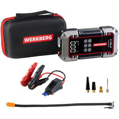 MegaMarket Urządzenie rozruchowe powerbank booster jump starter WERKBERG AL006 1800A/3750A 26000mAh kompresor MegaMarket Urządzenie rozruchowe powerbank booster jump starter WERKBERG AL006 1800A/3750A 26000mAh kompresor