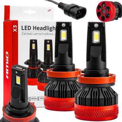 Inny producent Żarówki Samochodowe H8 H9 H11 H16 Led X3 Canbus 2szt. 9900lm 90w Białe Inny producent Żarówki Samochodowe H8 H9 H11 H16 Led X3 Canbus 2szt. 9900lm 90w Białe